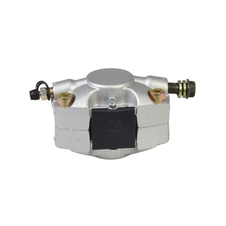 Brake Caliper with Pads for the Baja Blaster (BB65) 6.5 Hp Go-Kart; features a robust silver metal body and black rubber components, including bolts, screws, and lightweight pads.