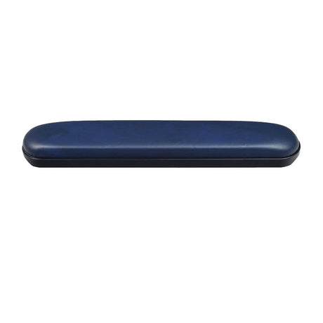 14 Full Length Padded Vinyl Armrest for Wheelchairs (Set of 2) shown with a blue case and black lid, highlighting the armrest's smooth leather surface and mounting holes.