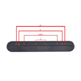 Navy Blue 14 Full Length Padded Vinyl Armrest for Wheelchairs, featuring a black rectangular base with red lines and mounting holes, designed for Invacare wheelchairs and transport chairs.