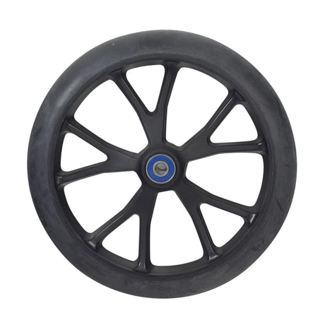 200 mm Y-Spoke Wheel with Bearings for the Razor E Prime Scooter, featuring a black tire, blue center, and pre-installed 608RS bearings on a five Y-spoke rim with solid flat-free polyurethane tire.