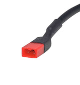Taillight for Hiboy® S2 & S2 Pro Electric Scooters showing a close-up of the black cable and red plug with a 2-wire harness and connector for rear fender mounting.
