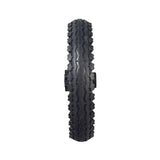 Front Wheel Assembly for the Hover-1 H1 TRAK Electric Dirt Bike, featuring a black tire with pronounced tread, mounted on a 6-spoke rim, including an inner tube and pre-installed bearings.