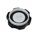 Fuel Tank Cap for the Predator 224cc 6.6 HP Go-Kart Engine featuring a scalloped edge for grip and a black ring with a rubber seal to prevent gas leaks.