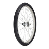 26 front wheel assembly for eZip and IZIP Mountain-Style Electric Bikes, featuring a white rim, spokes, and a durable tire, ideal for replacing damaged wheels on various compatible models.