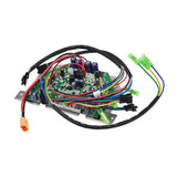Main Circuit Board Controller for Self Balancing Hoverboards featuring a complex array of wires, green plastic connectors, and an orange rectangular component with metal ends. Ideal for hoverboard repairs and upgrades.