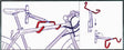 Folding Wall Rack for Single Bicycle shown in a detailed sketch. Ideal for storing bikes or scooters, this Sunlite accessory combines practicality with convenience, perfect for various types of scooters and bicycles.