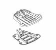 Sketch of the Footrest Platform Assembly for Jazzy Select 6 Ultra & Select Traveller power chairs, showing the base, black plastic cover, and hardware components in detailed line art.