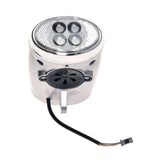 Front LED Light & Horn for Electric Bike Kits showing a round silver light with an attached wire, designed for 24, 36, or 48 volt systems.