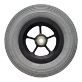 Front Wheel Assembly for the Merits Pioneer 5 DLX (S541) Mobility Scooter, featuring a black rim and tire designed for replacing damaged or worn-out front wheels.