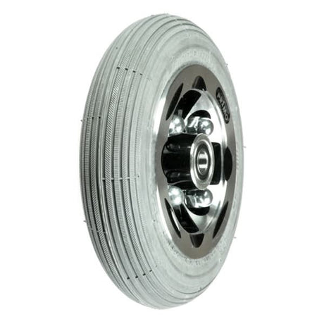 7x1-3/4 Front Wheel Assembly for Rascal Auto Go 550 and 555, featuring a close-up of a tire with a silver rim, essential for replacing worn or damaged parts on your scooter.