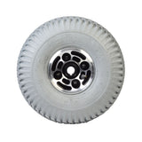 3.00-4 (10x3, 260x85) Pneumatic Rear Wheel Assembly for Golden Technologies Companion II (GC340 & GC440), featuring a white wheel with black rim and holes, designed for smooth rides on mobility scooters.
