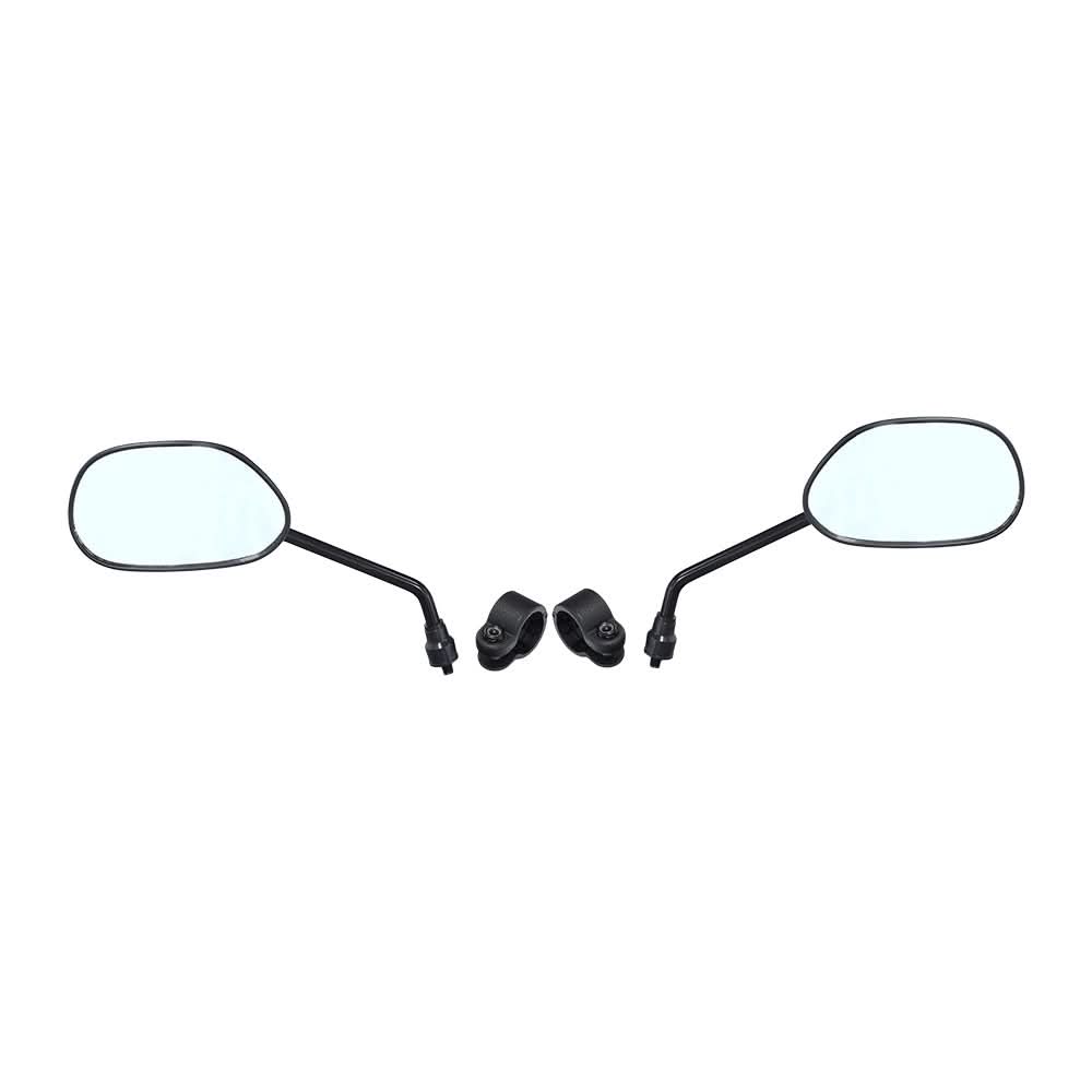 Side view of Mirrors for the Golden Buzzaround Lite (GB106), Companion I (GC240), & Companion II (GC340, & GC440) (Set of 2) with black plastic clamps and metal pipes for easy installation.