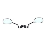 Side view of Mirrors for the Golden Buzzaround Lite (GB106), Companion I (GC240), & Companion II (GC340, & GC440) (Set of 2) with black plastic clamps and metal pipes for easy installation.