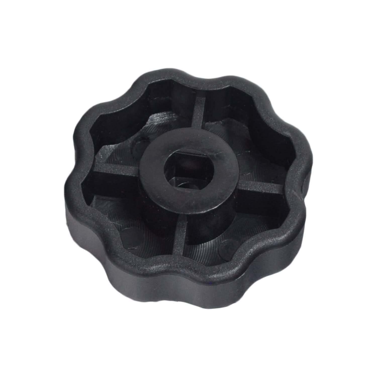 Armrest Height Adjustment Knob for Golden Companion I (GC240) & Companion II (GC340/GC440) Scooters, shown as a black circular object with a central hole and nut.