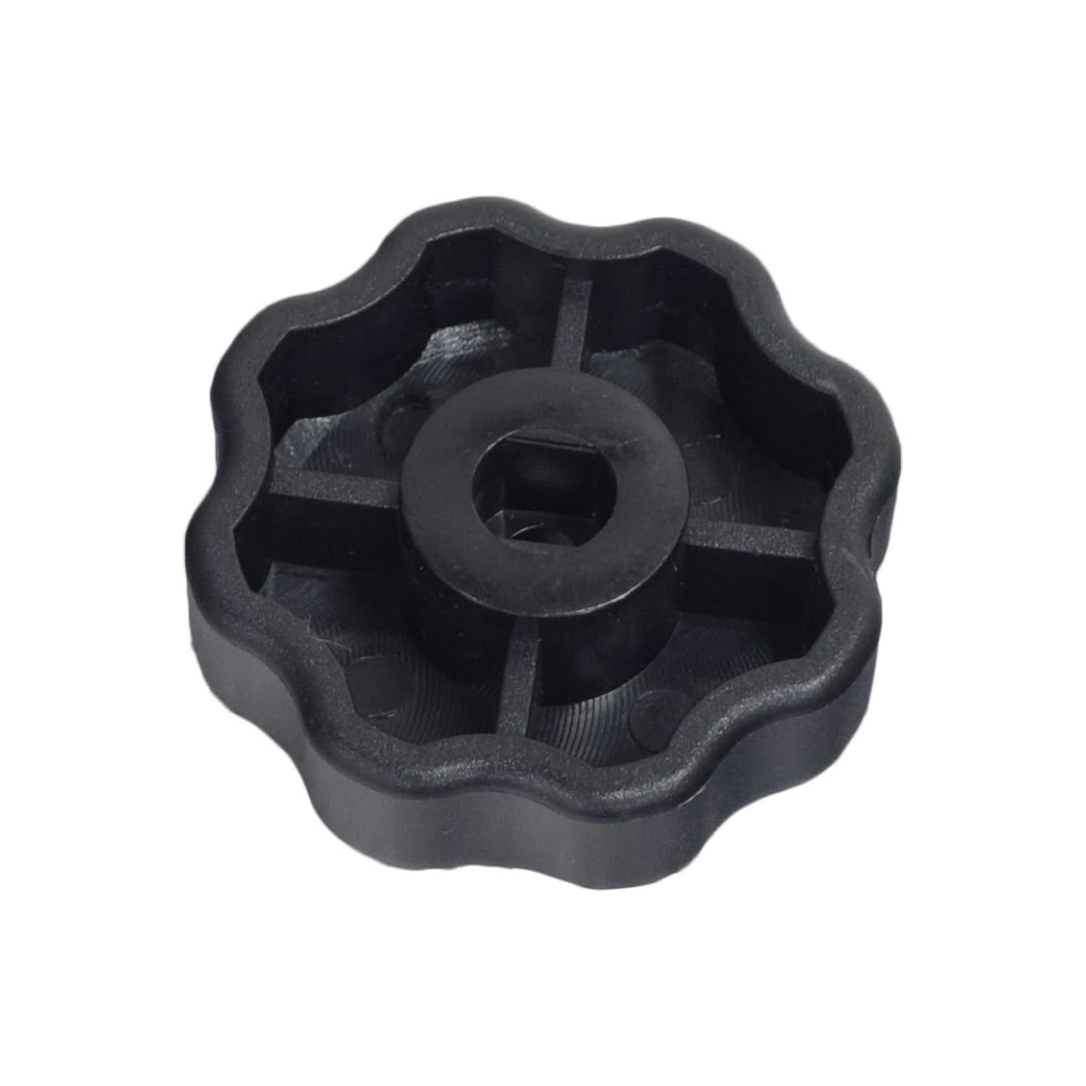 Armrest Height Adjustment Knob for Golden Companion I (GC240) & Companion II (GC340/GC440) Scooters, shown as a black circular object with a central hole and nut.