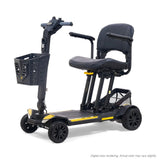 Golden Buzzaround CarryOn GB120B scooter shown with the Canary Yellow shroud kit (MBA-0031), digital color rendering