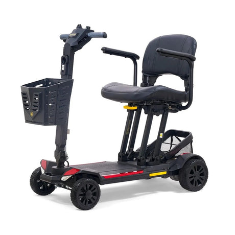 Golden Buzzaround CarryOn GB120B scooter shown with the Red shroud kit (MBA-0037)