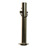 Upper Seat Post Assembly for Go-Go, Pride, and Jazzy Mobility Scooters and Power Chairs featuring a metal pole with a black strap and detailed close-up of the black cylinder and pin components.