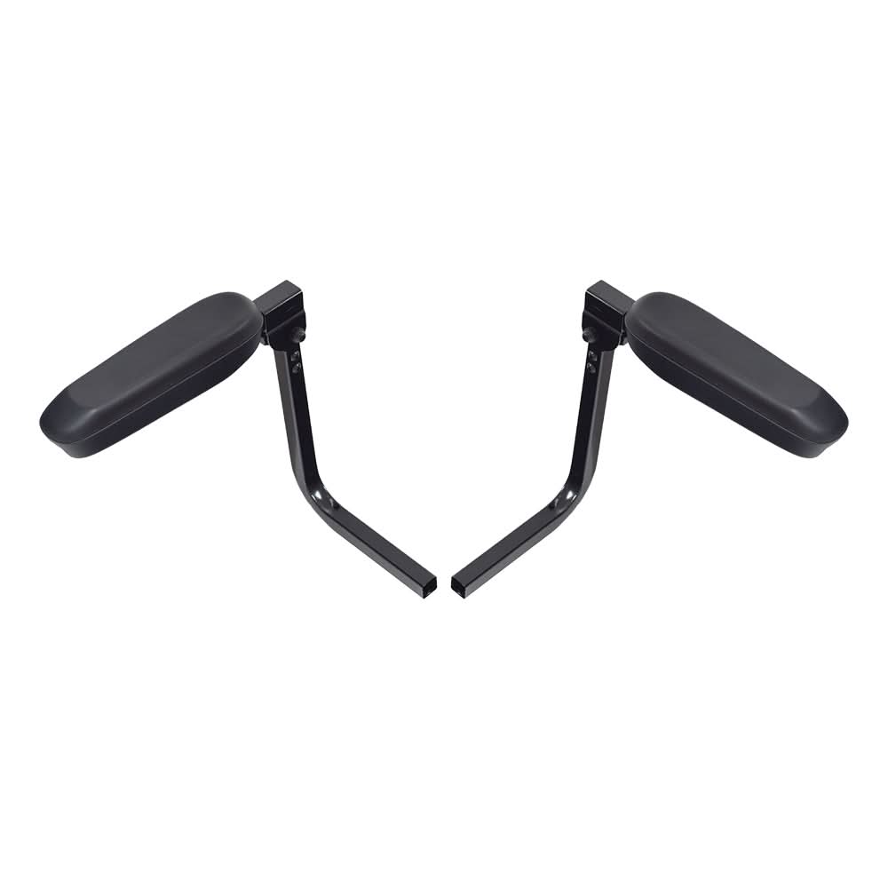 Armrest for the EV Rider Royale 4 Dual mobility scooter, showing two black metal arms with attached vinyl pads, compatible for left and right sides, designed for easy replacement and durability.