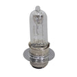 12 Volt 25 Watt Headlight Bulb with Rim, close-up showing the clear glass bulb and metallic rim, designed for vehicle headlights.