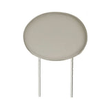 Hi-Back Deluxe Contour Black Vinyl Headrest for Pride scooters and Jazzy power chairs, featuring a white round headrest with two long metal posts for secure mounting.