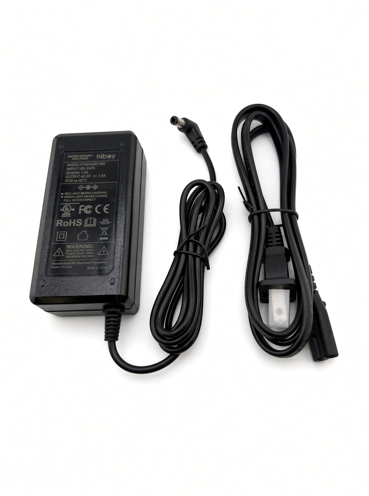 Hiboy 42V 1.5A battery charger for Hiboy DK1 electric dirt bike with detachable AC power cord