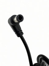 Close-up of the right-angle coaxial DC barrel charging plug on the Hiboy DK1 charger