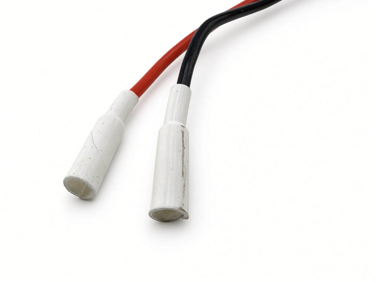 Red and black wires with white bullet connectors on the Hiboy DK1 control module