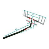 Hitch Mounted Bed Extender: A detailed sketch showcasing a metal extender with primary and secondary support tubes, T-bar, and wings, designed for hauling long items on a truck.