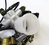 Close-up of the Brake Kit with Master Cylinder, Calipers, & Hoses for Go-Karts, showing metal parts including screws, nuts, and pipes. The image highlights the intricate details of the brake components.