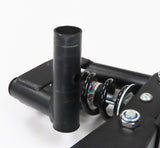 Deluxe Hoverboard Go-Kart Attachment Kit with Large Front Wheel & Suspension (Blemished) showing a black metal frame, handlebar levers, and a front caster wheel.