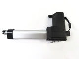 OKIN DeltaDrive 83566 Motor for Pride Lift Chairs (MOT152486) (Blemished) featuring a black and silver cylinder with a black handle, black cable, and a small screw-on bracket.