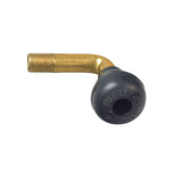 Bent Valve Stem for Tubeless ATV, Dirt Bike, & Scooter Tires, showing a close-up of its angled design for better accessibility in tight spaces.