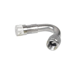 Angled Valve Stem Extender 3-Pack, featuring close-up views of silver metal pipe segments with nozzles and nuts, designed to provide extra working space around Schrader valves for easier air nozzle attachment.