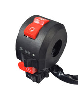 4-Function Starter Switch for 110cc ATVs, featuring a close-up of the switch with a white arrow and sun symbol, designed for various off-road machines in the 50cc to 250cc class.