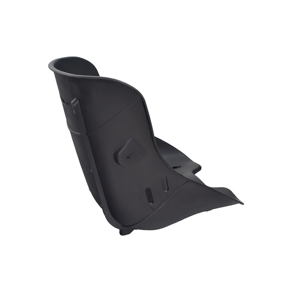 Seat for TaoTao GK80 & EK80 Go-Karts: A sturdy black plastic bucket seat designed with safety belt slots to secure riders during go-kart rides.