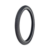 20x2.0 (50-406) Big Apple Perf Lite Tire for Bicycles, featuring a smooth black surface with a distinctive white stripe, designed for a cushioned ride and enhanced low light visibility.