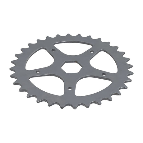 Close-up of the 1/2 Single Chain Sprocket, showcasing its hexagon-shaped center and metal gear teeth, suitable for bikes and scooters.