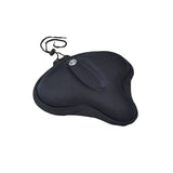 Gel Seat Cover for Sport Cruiser XL Style Seats (Cloud-9) featuring a black, padded design with an attached string, ideal for enhancing comfort on bikes and scooters.