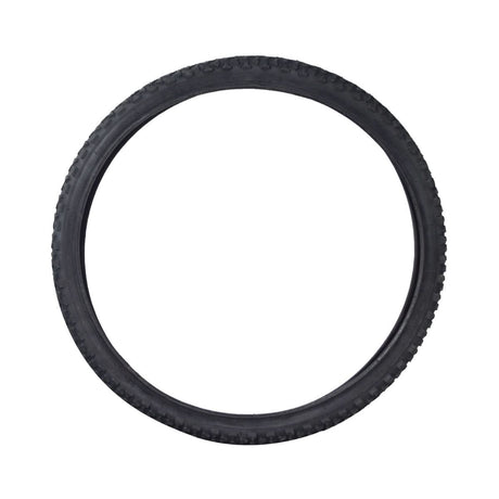 26x2 Black MTB Alpha Bite Bicycle Tire from Sunlite featuring detailed treads, ideal for mountain bikes. The close-up highlights the robust, circular design perfect for replacing worn-out bike tires.