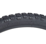 20x1.75 Black MX Bicycle Tire with K44 Tread, showcasing a robust black rubber tire with detailed tread pattern, ideal for BMX-style bikes.