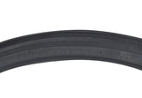 24x1-3/8 Black Road Bicycle Tire from Sunlite, featuring detailed tread pattern and sidewall markings, ideal for replacing old bike tires.