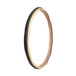 27x1-1/4 Black/Gum Urban Bicycle Tire showcasing a smooth center tread and knurled shoulders, designed for durability and efficient water evacuation. Features extra thick side walls and a cable bead for easy installation.