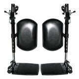Elevating Leg Rest Set for the Quantum Q1420 & Q1103 Ultra (FRMASMB3810), featuring two black foot pedals connected to a sturdy support frame for power chairs.
