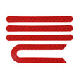 Red Reflective Sticker Set for the Xiaomi Mi M365, featuring a U-shaped reflector for the front fork and three straight strips for the front and back, enhancing visibility in low light.