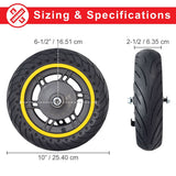 Front Wheel Assembly for the Ninebot MAX G30 Scooter, featuring a tire pre-fitted to a sturdy rim, shown in a close-up view highlighting the detailed tread and assembled components.