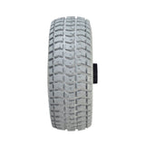 Close-up of the 9x3.50-4 Front Wheel Assembly for Rascal Mobility Scooters, showcasing the detailed tread pattern and robust rubber material, highlighting its durability and suitability for mobility devices.