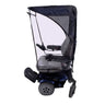 Maximum Protection Weatherbreaker Canopy for Scooters & Power Chairs, showing a wheelchair with a cover and transparent side curtains for full protection.
