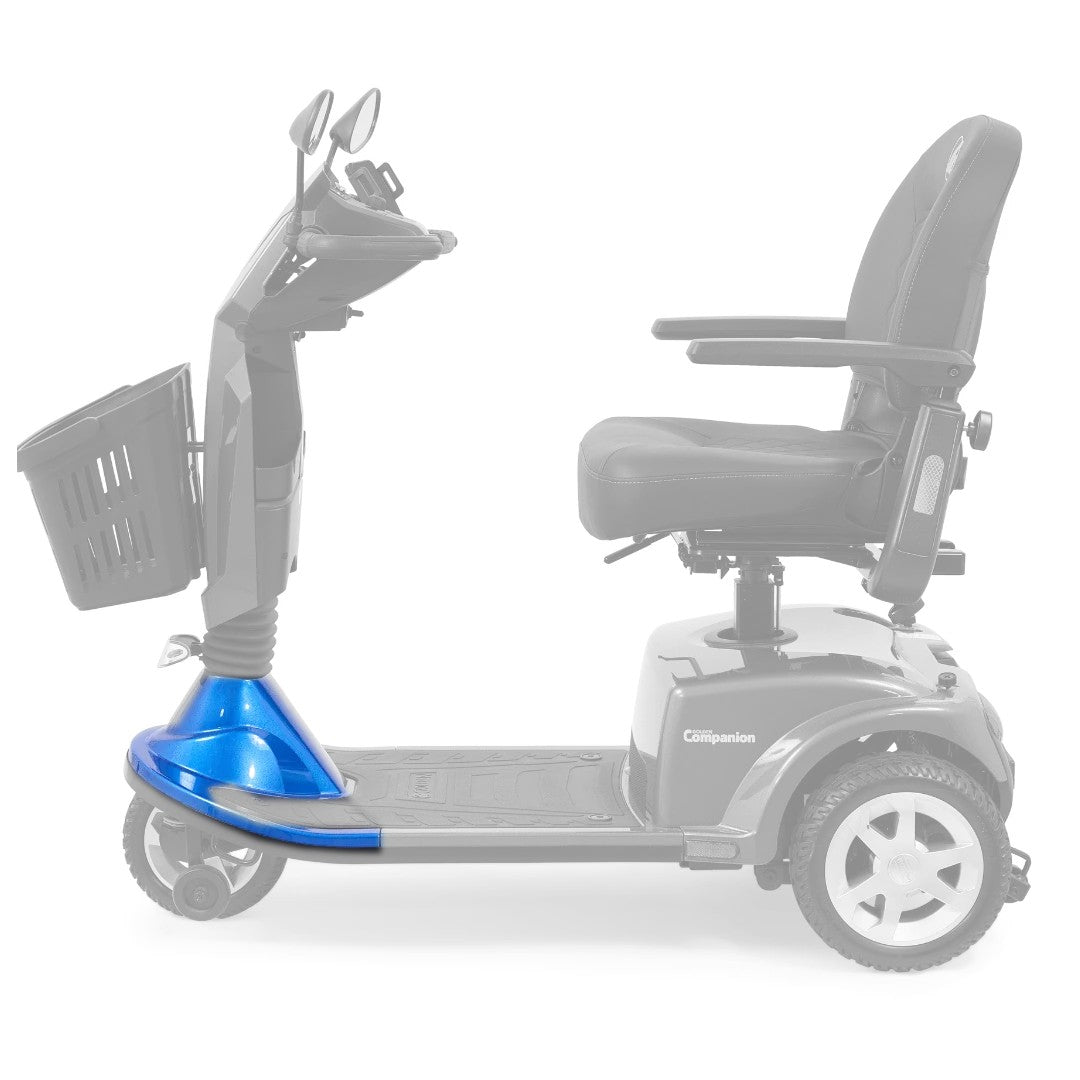 MBB-340-FSHRD-BL2 blue front shroud shown in color on the Golden Companion II GC340, rest of the scooter greyed out