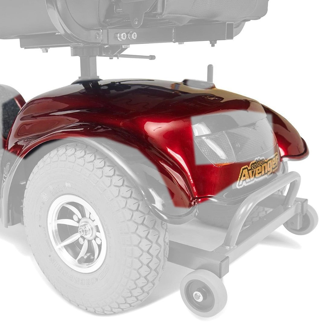 MBB-541D-SHRD-BUR burgundy rear shroud shown in color on the Golden Avenger GA541, rest of the scooter greyed out
